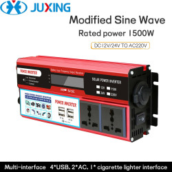 1500W Car Power Inverter, Portable Voltage Converter DC 12V/24V to AC 220V, with 4 USB, 2 Universal Output Sockets