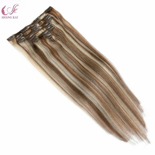 100% European Clip in Human Hair Extensions Piano Color Hair