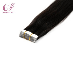 100% Human Hair Black Silky Straight Tape in Hair Extensions