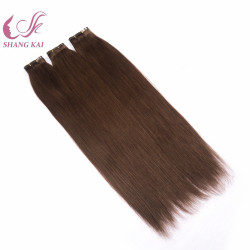 Double Drawn Remy Natural Human Hair Flat Wefts Russian/ Mongolian Ponytail Hair
