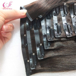 Factory Wholesale Price Double Drawn Seamless Clip in Remy Hair Extensions