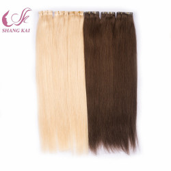 Machine PU Wefts Hair Extensions, Flat Weft Remy Hair Weaving