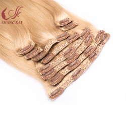 Wholesale Double Drawn Luxury 120g 160g 220g 240g Thickness End with Lace Clip Human Hair Extensions